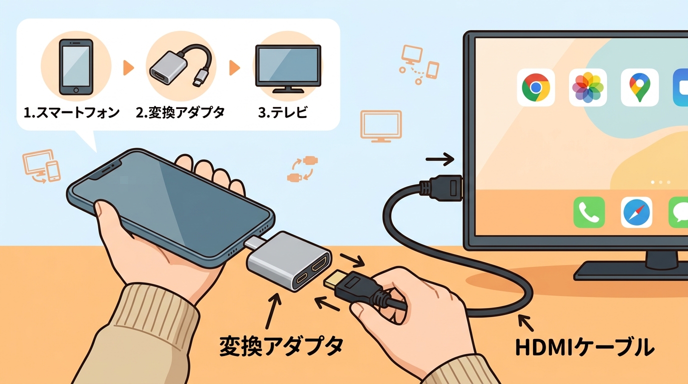 HDMIケーブルと変換アダプタの画像