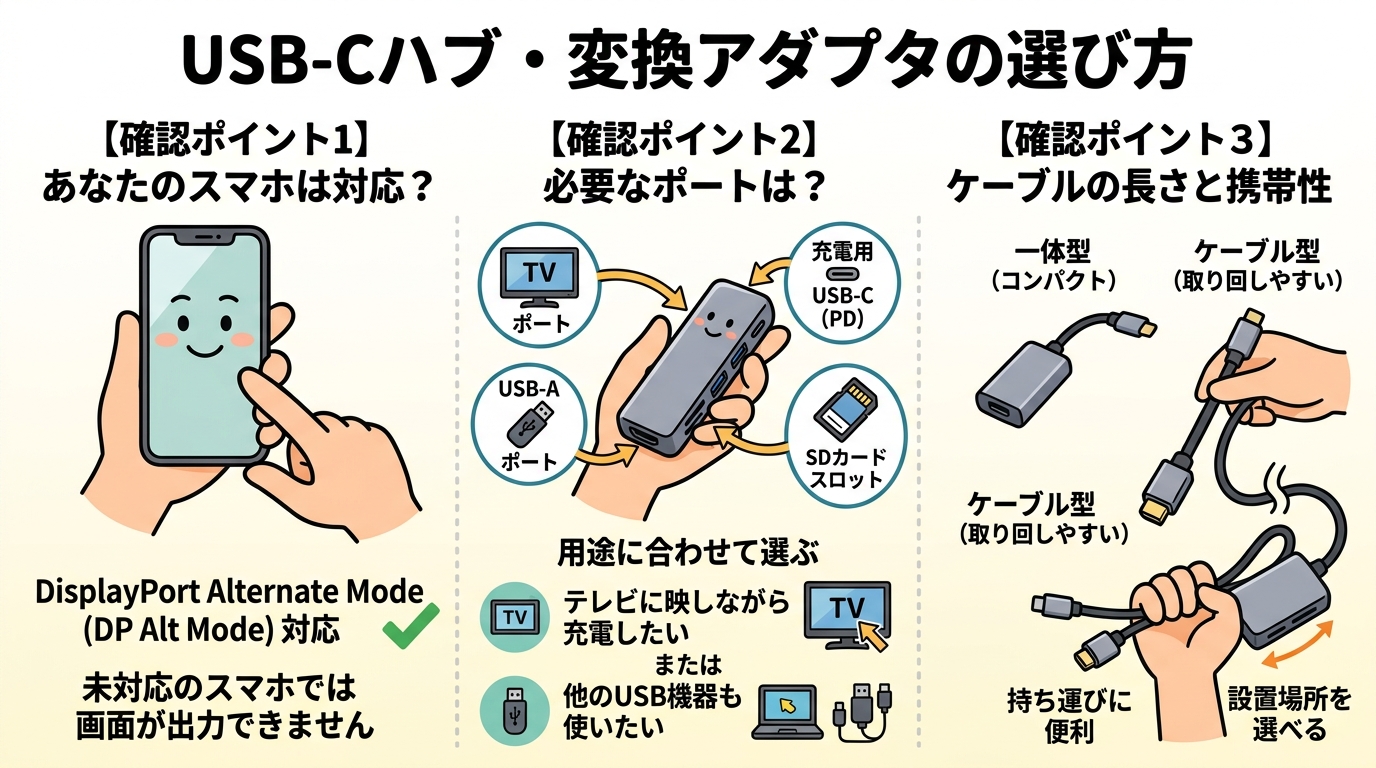 USB-Cハブ・変換アダプタの選び方解説図
