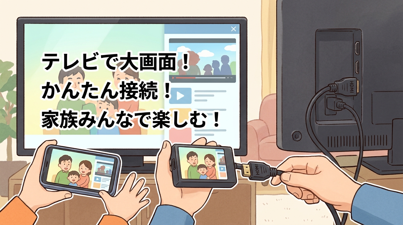 家族でテレビを見ているシーンの画像