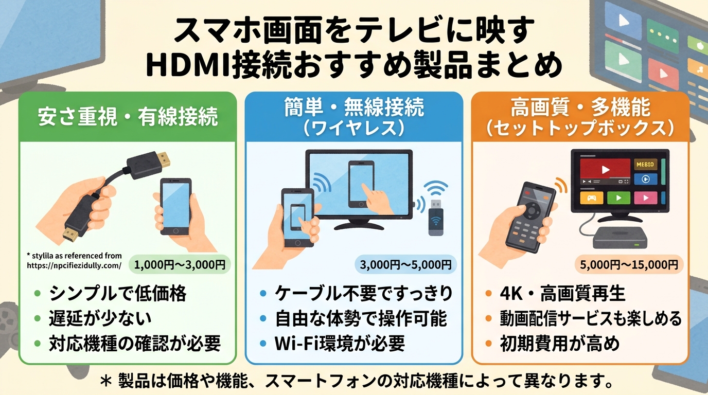 目的別おすすめ製品のまとめ図
