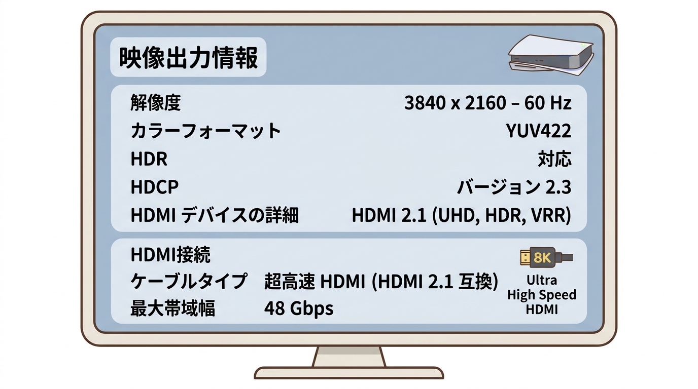 PS5の映像出力情報設定画面の画像