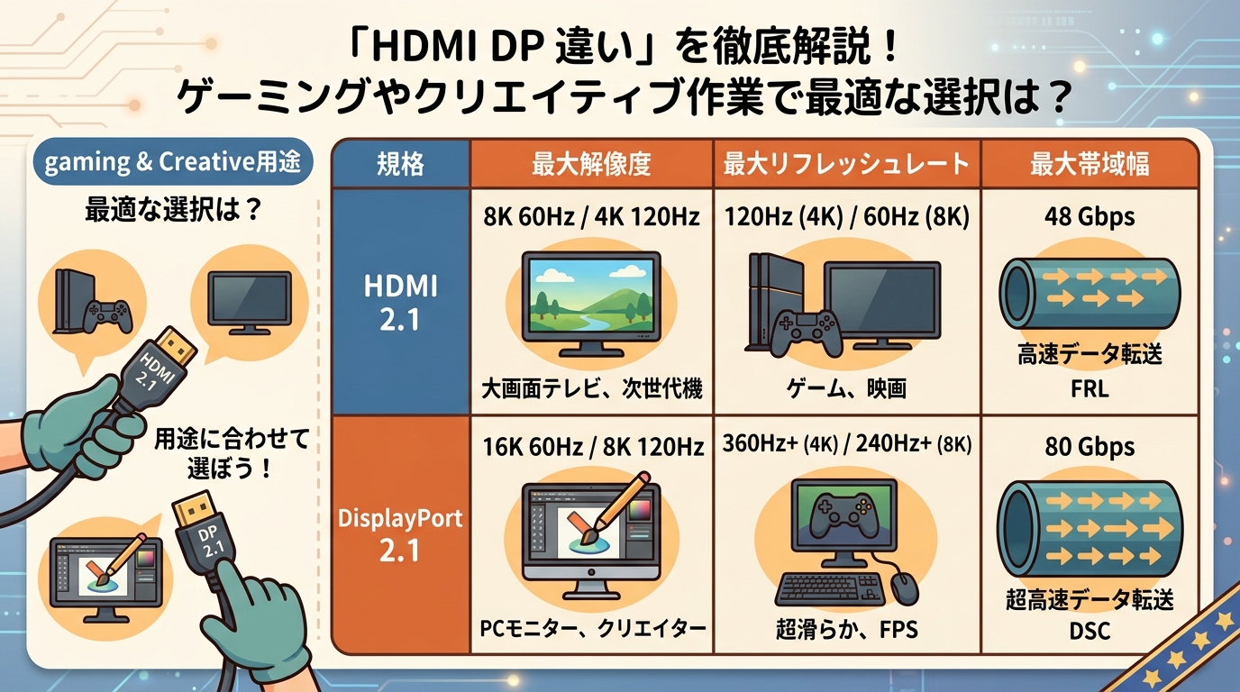 解像度・リフレッシュレート・帯域幅の比較表画像