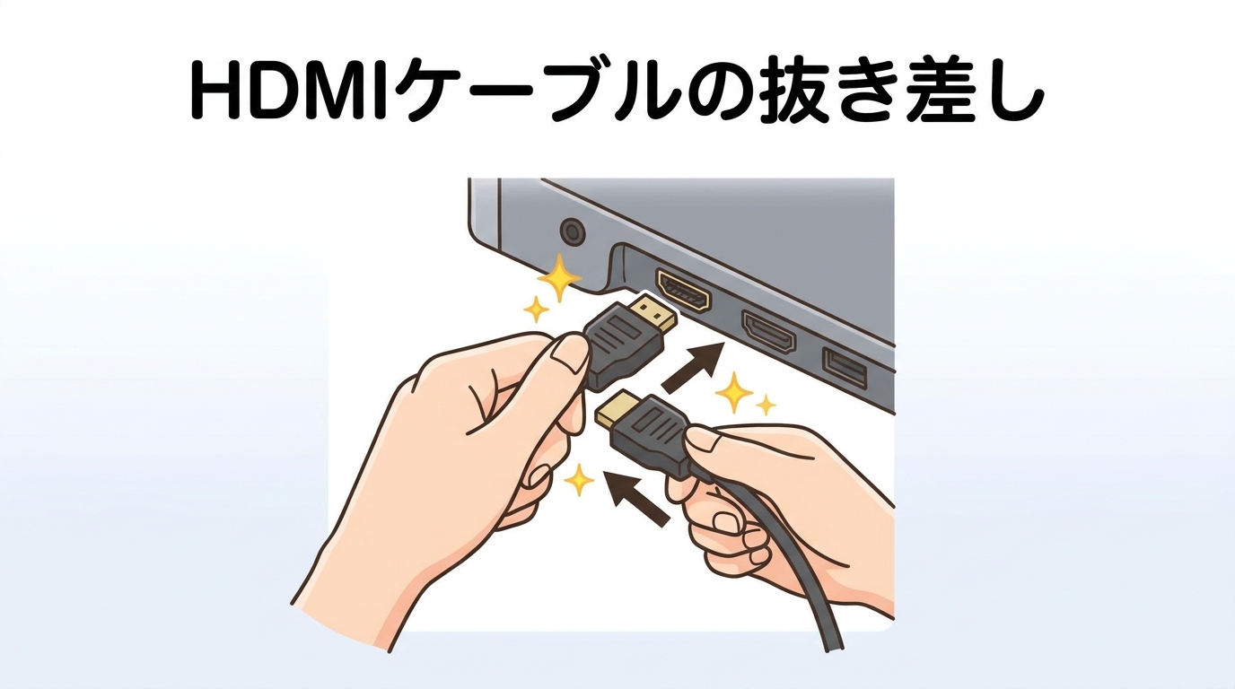 HDMIケーブルの抜き差しの画像