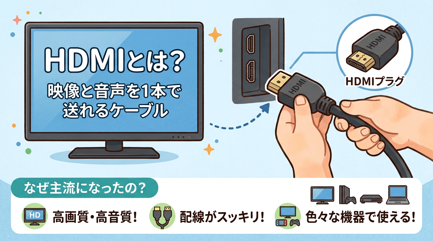 テレビとHDMIケーブルのイメージ画像