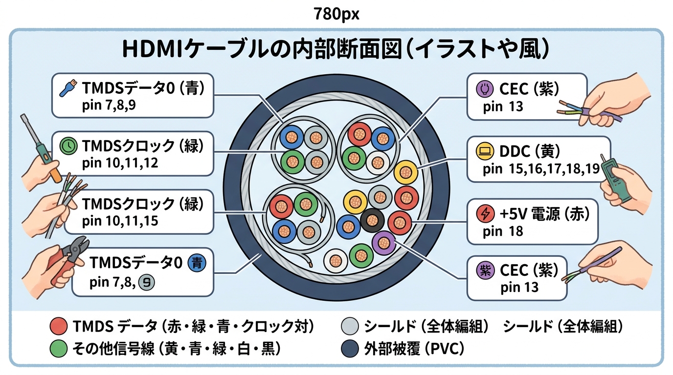 HDMIケーブルの内部断面図