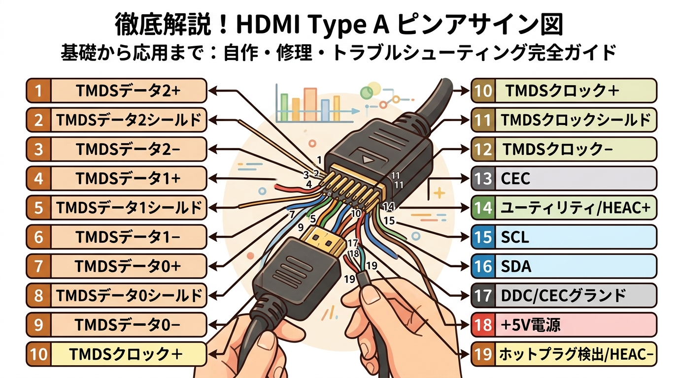 HDMI Type Aコネクタのピンアサイン図