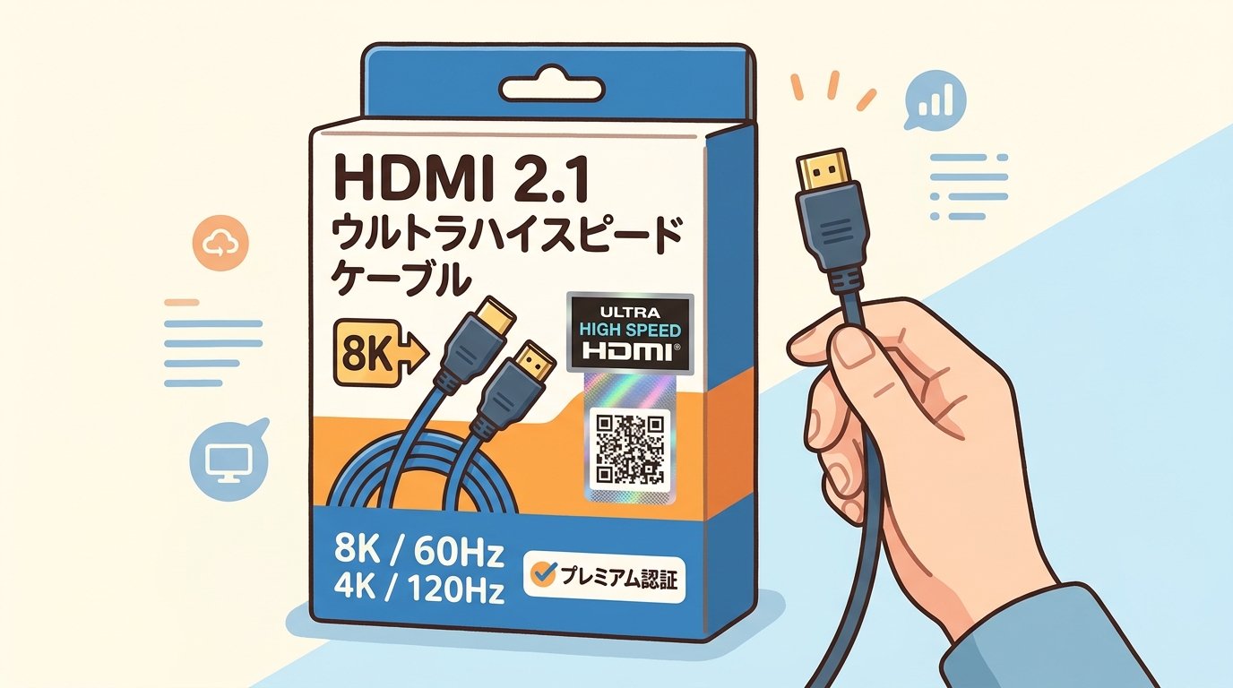 HDMIの公式認証ロゴとパッケージの画像