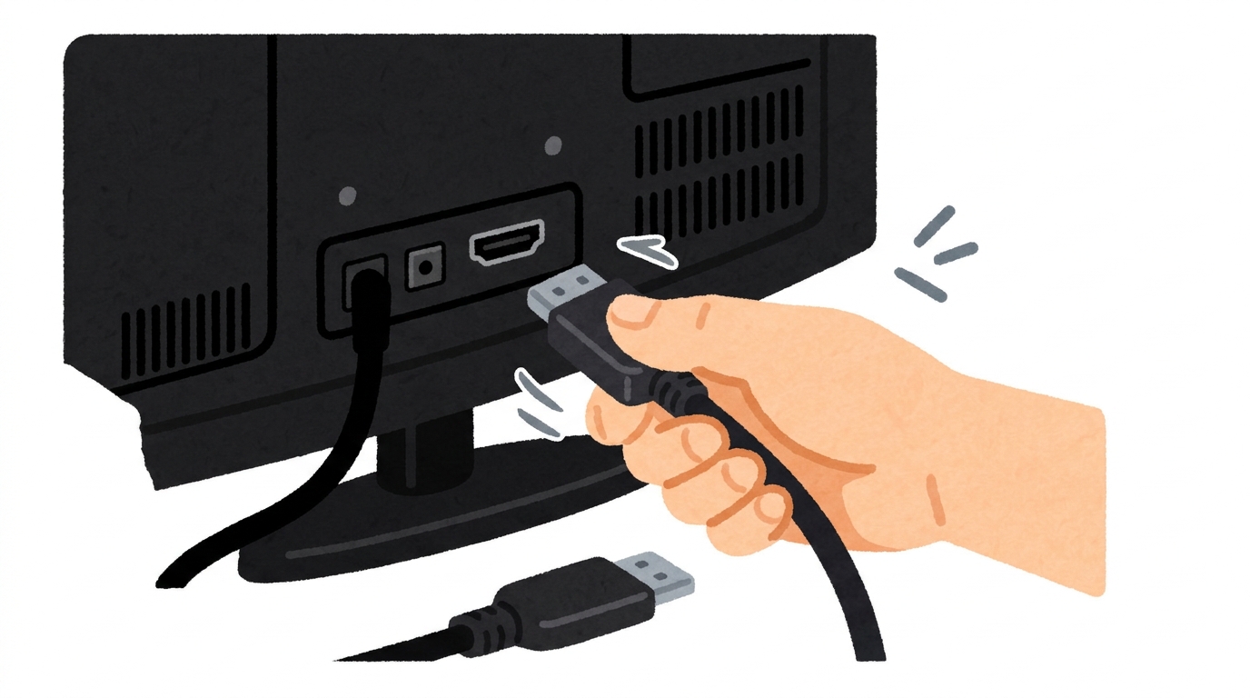 HDMIケーブルを抜き差ししている画像