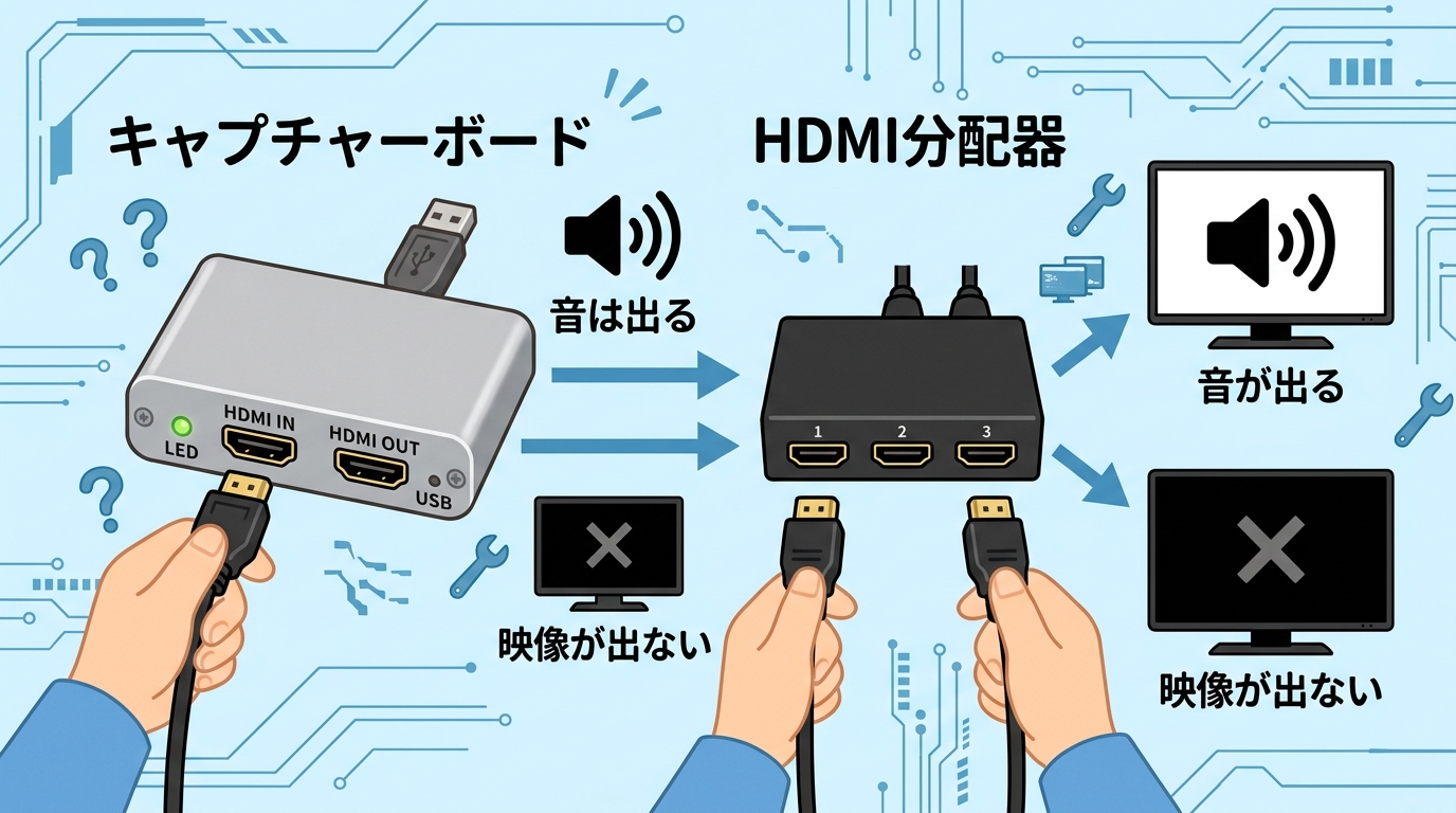 キャプチャーボードやHDMI分配器の画像