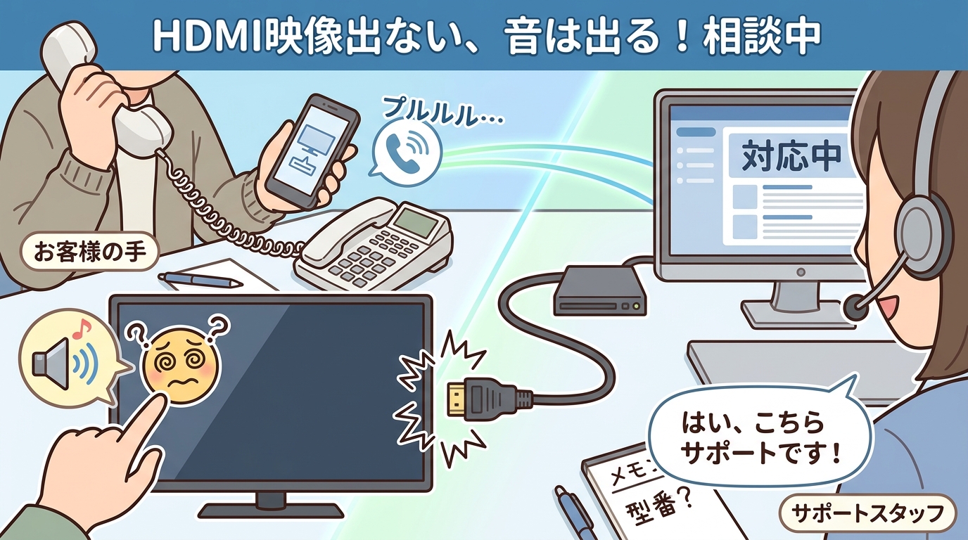 カスタマーサポートに電話相談している画像