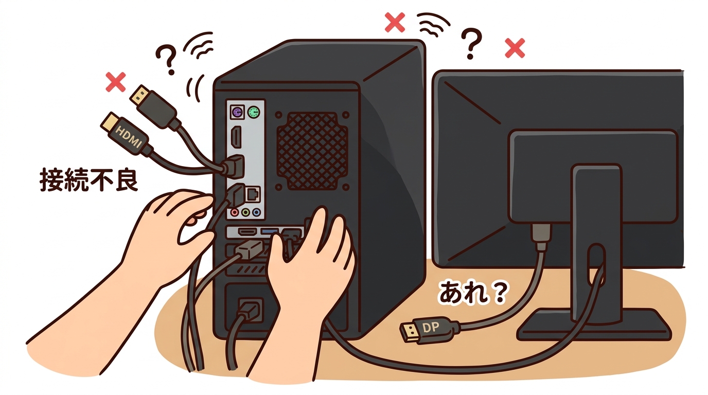 ケーブルが正しく接続されていないトラブルのイメージ画像