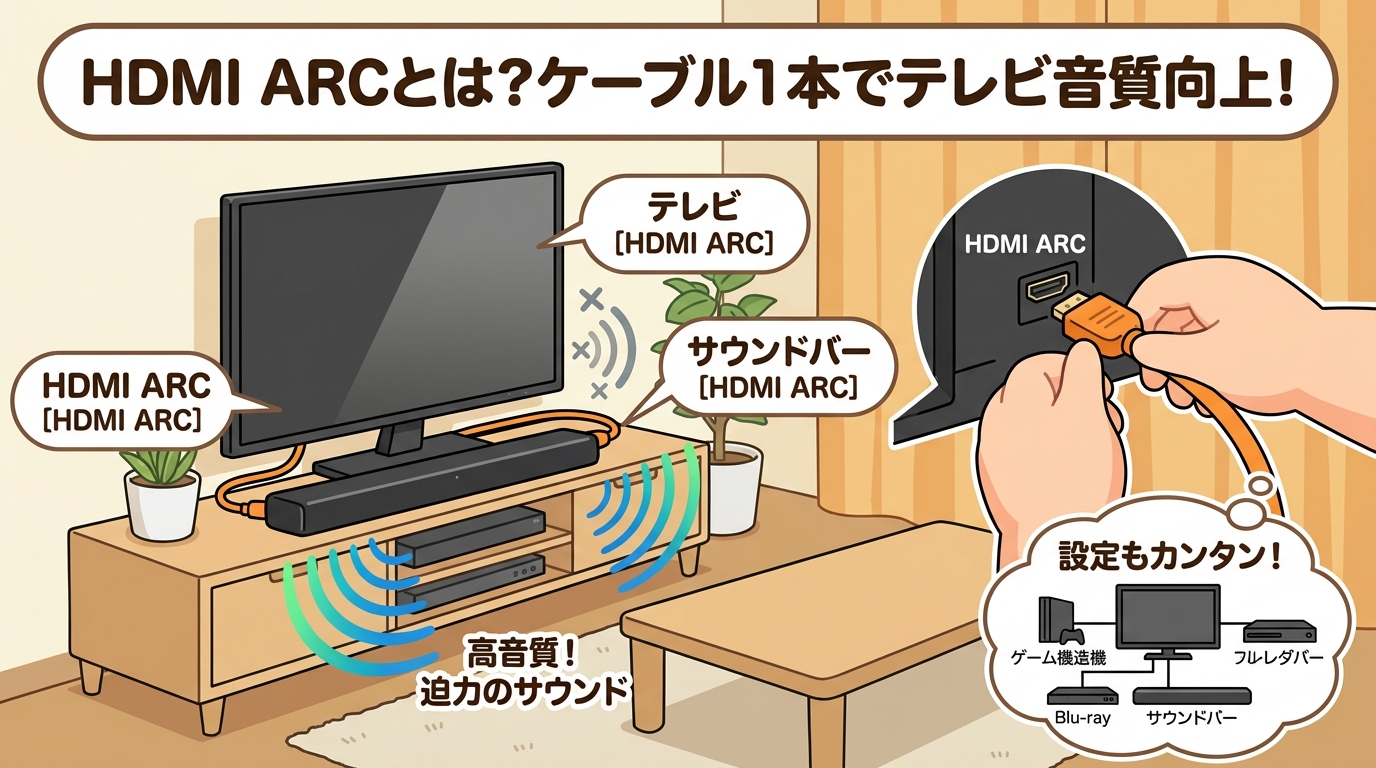 リビングのテレビとサウンドバーがすっきり配置されたインテリア写真