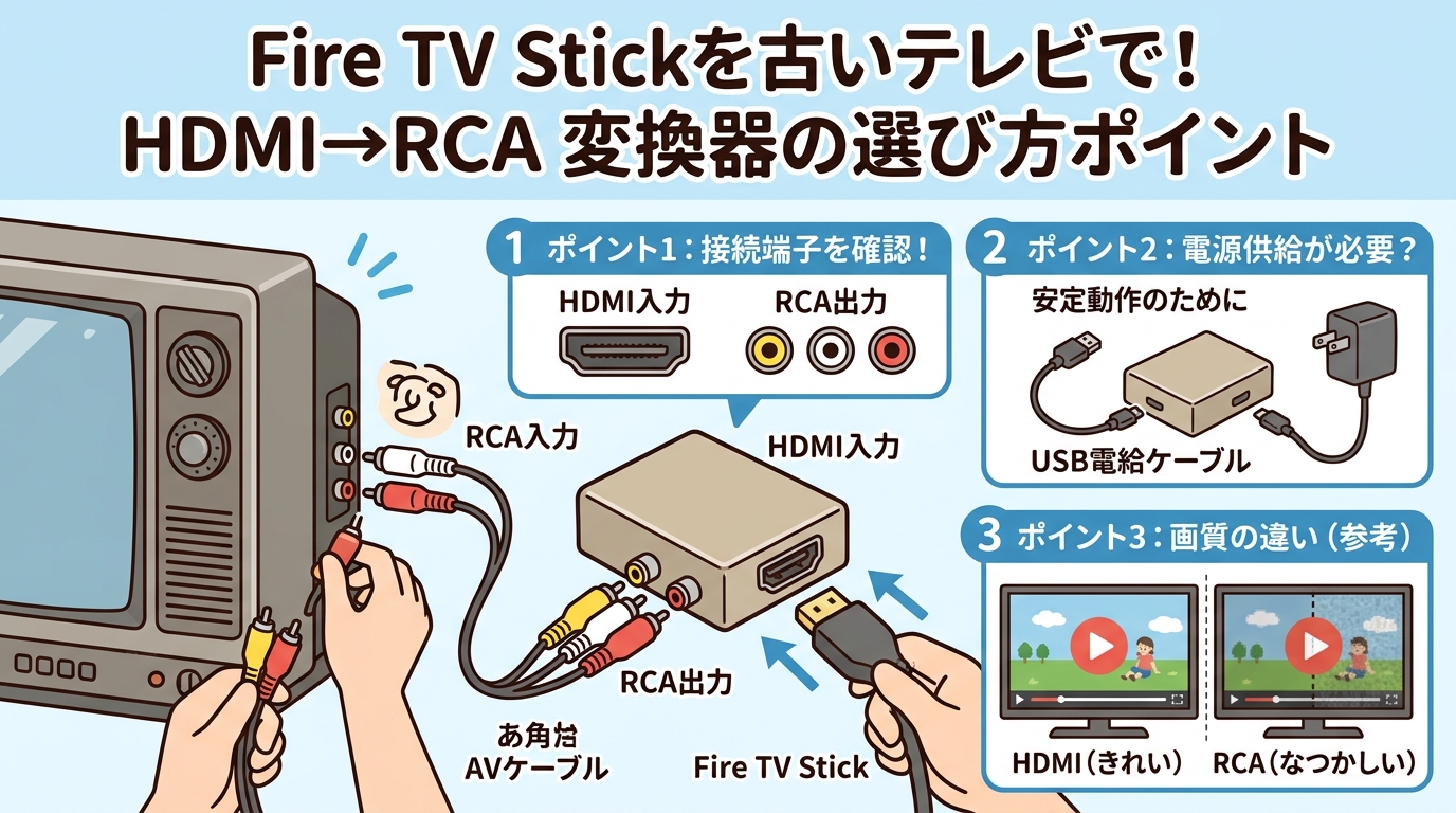 変換器の選び方ポイントを図解した画像