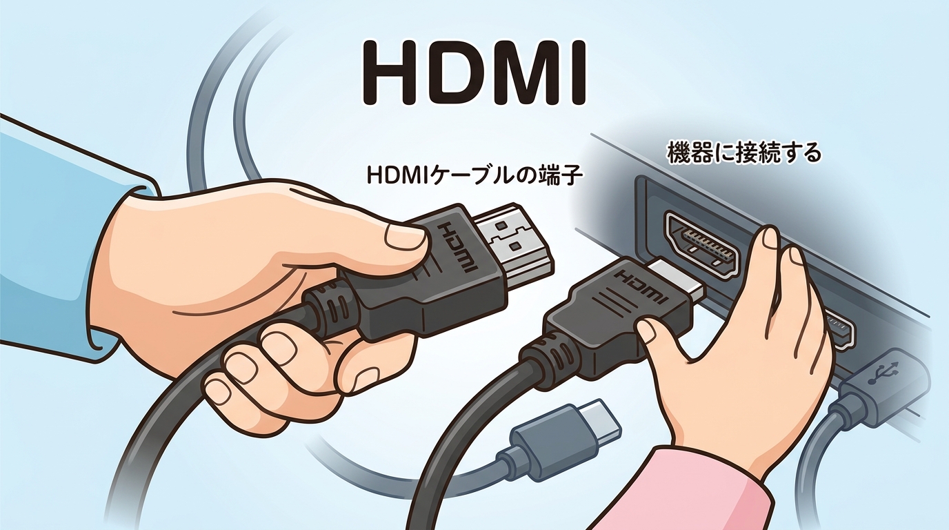 HDMIケーブルの端子部分のアップ画像