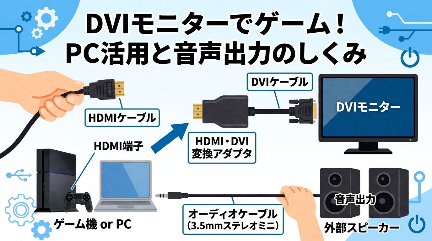 HDMIとDVIの変換接続イメージ画像