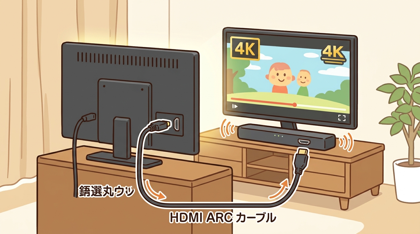 テレビとサウンドバーをARCで接続するイメージ画像