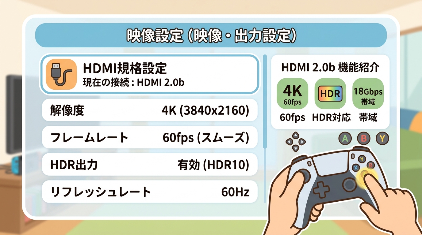 ゲーム機の設定画面のイメージ画像