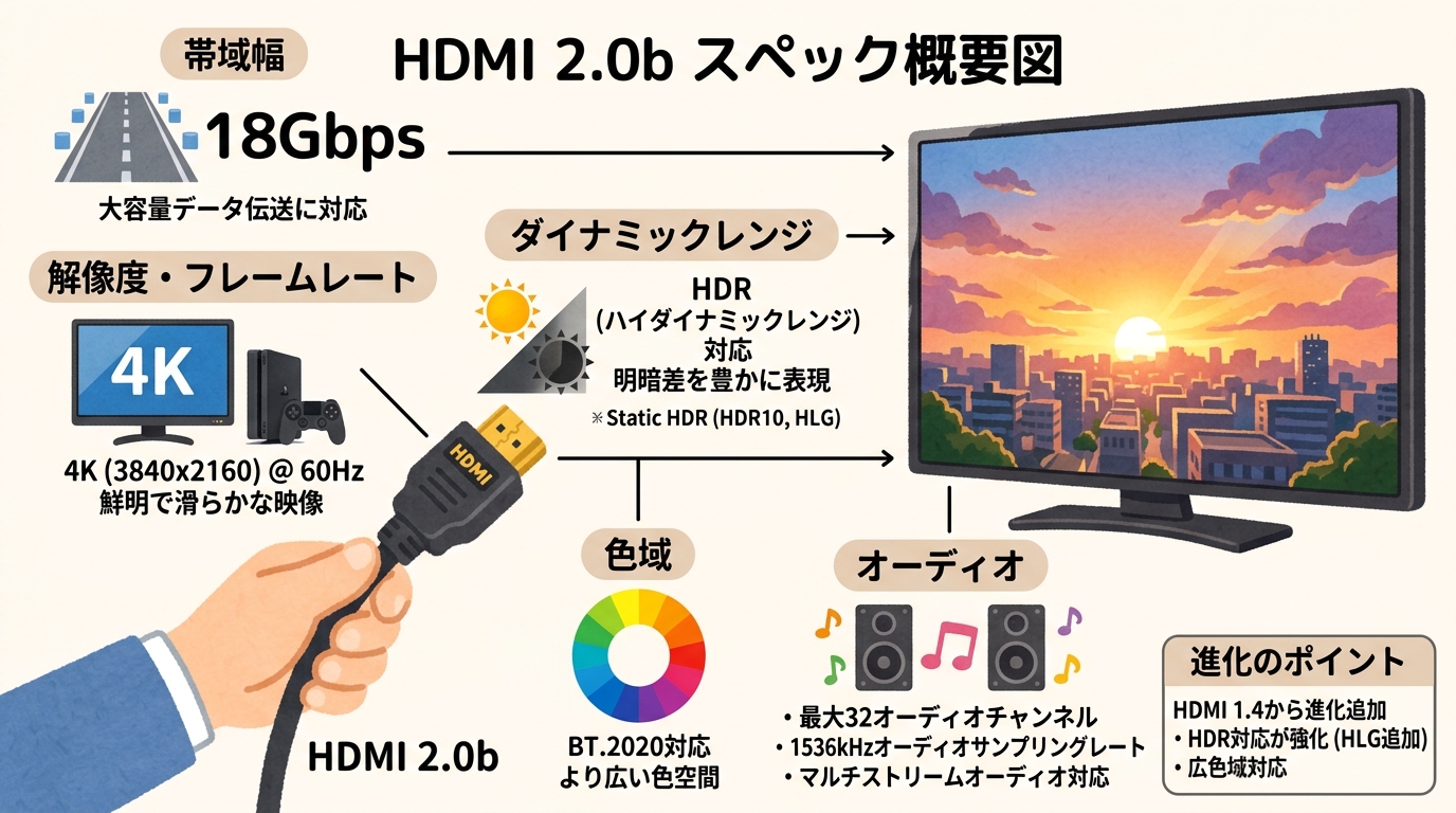 HDMI 2.0のスペック概要図