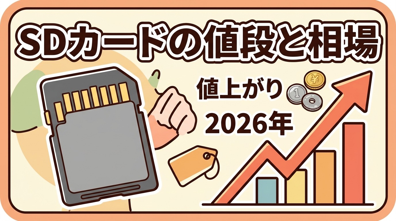 SDカードの値段と相場、2026年の値上がりを示したアイキャッチ