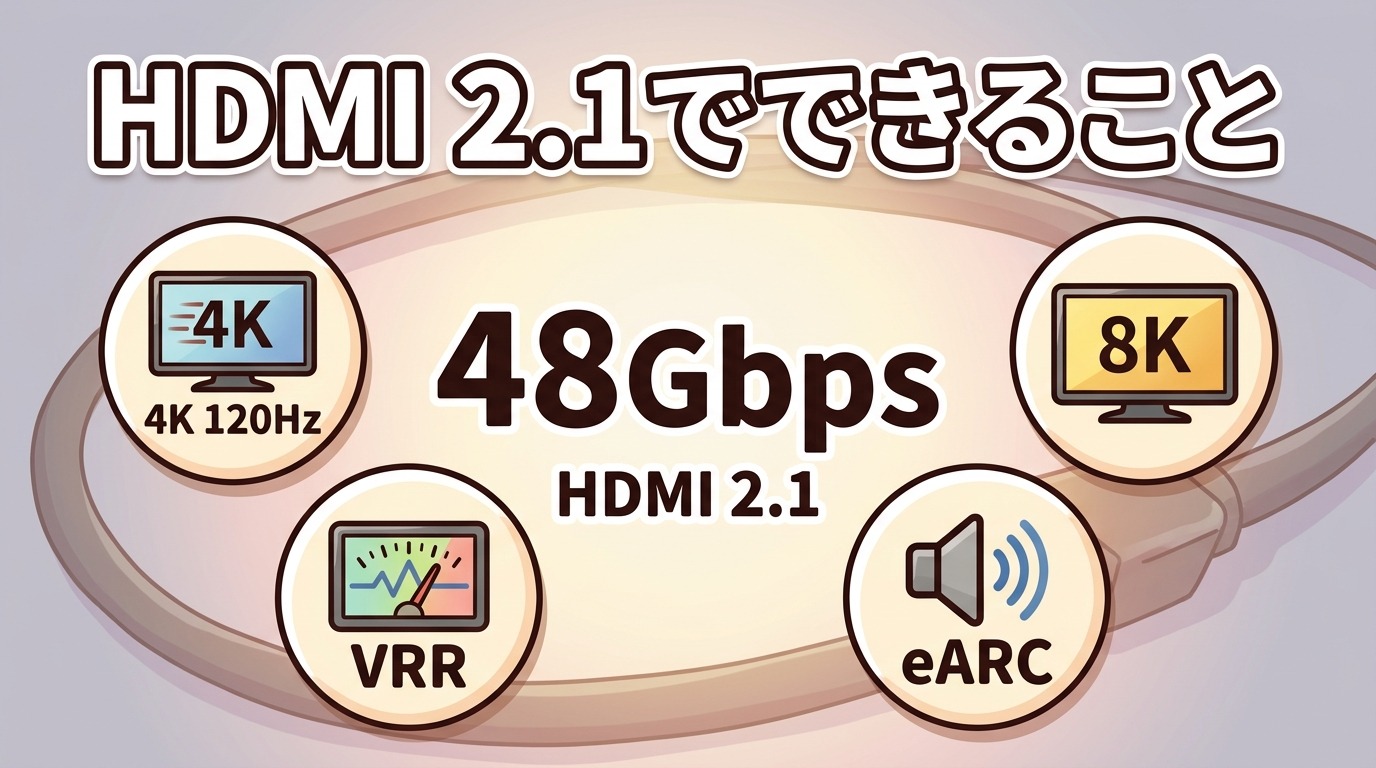 HDMI 2.1とは｜48Gbps・4K/120Hz・8K・VRR・eARC